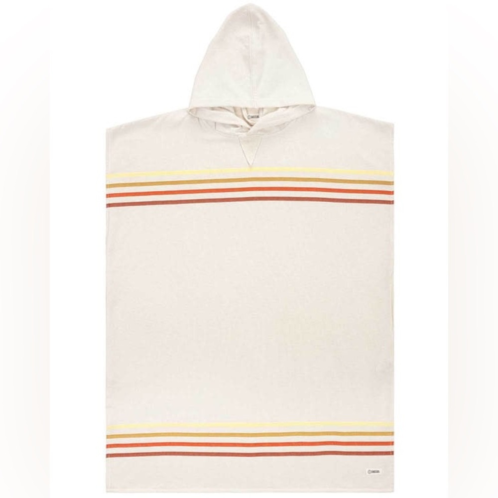 Classic Sandcloud Hooded Surf Poncho with Red and Yellow Stripes
